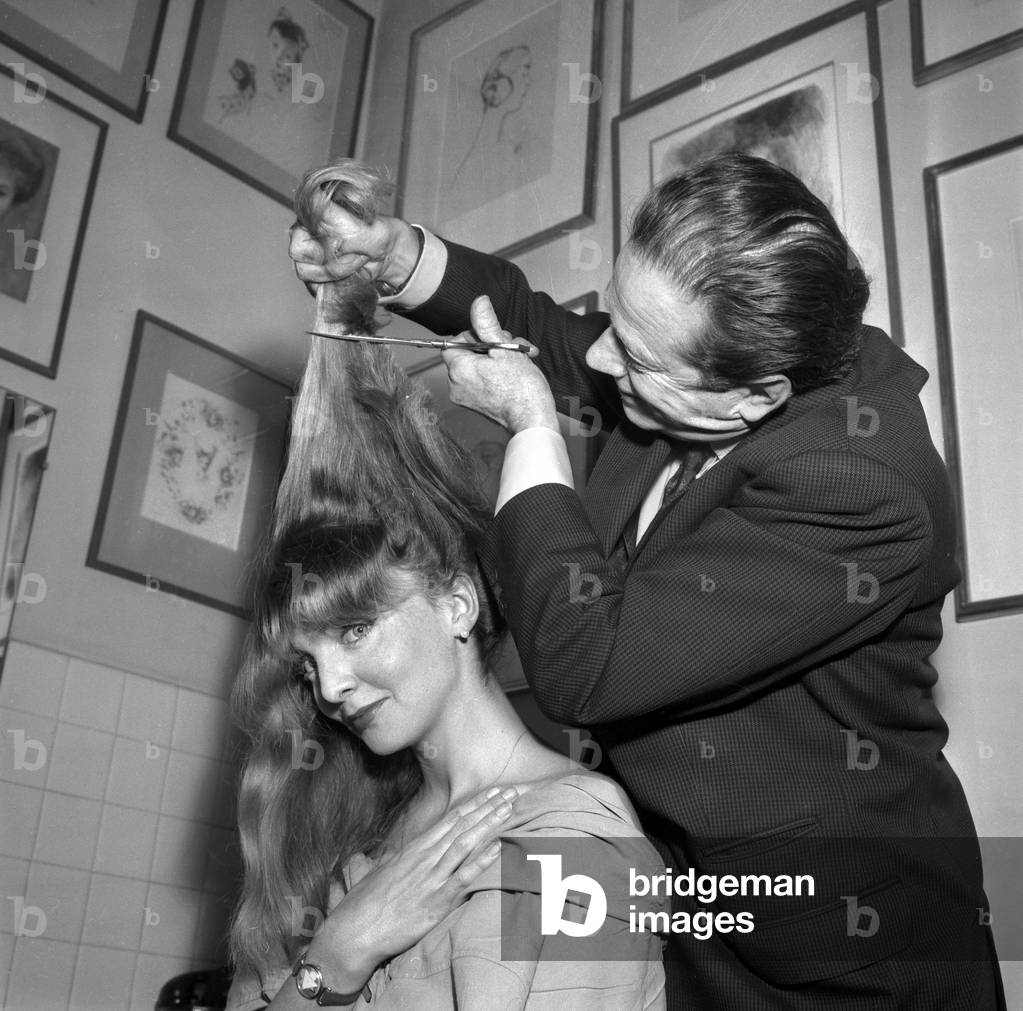 Jane Werner With Hair Cut By Hairdresser Guillaume, January 28, 1958 (b/w photo)