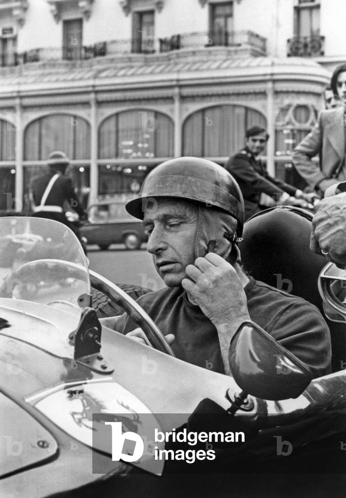 Argentinian Racing Driver Juan Manuel Fangio on Set of A Film in Monaco November 6, 1966 (b/w photo)