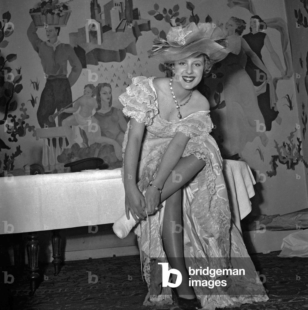 Fiftieth anniversary of Maxim's (restaurant), Paris, June 1st, 1949 : Anouk Ferjac (b/w photo)