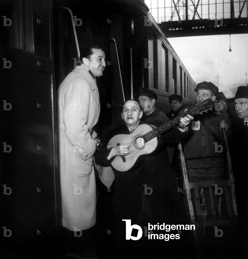 Andre Dassary Departs For Canada With Vincent Scotto December 26, 1948 (b/w photo)