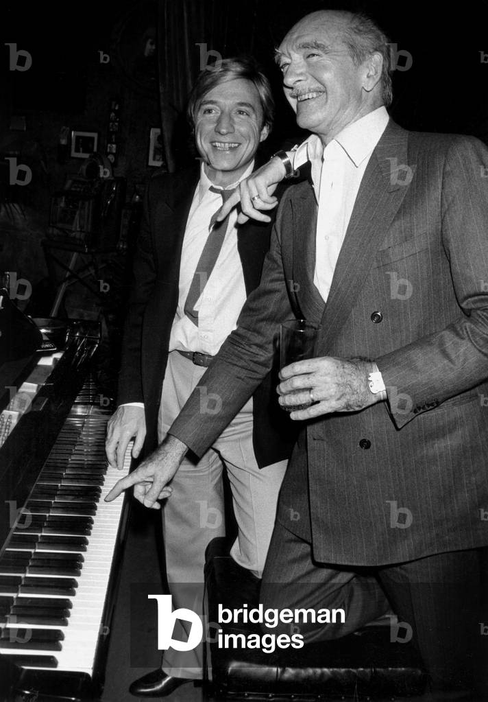 Pascal Sevran and Producer Eddy Barclay November 28, 1983 during Preparation For The Barclay Show (b/w photo)