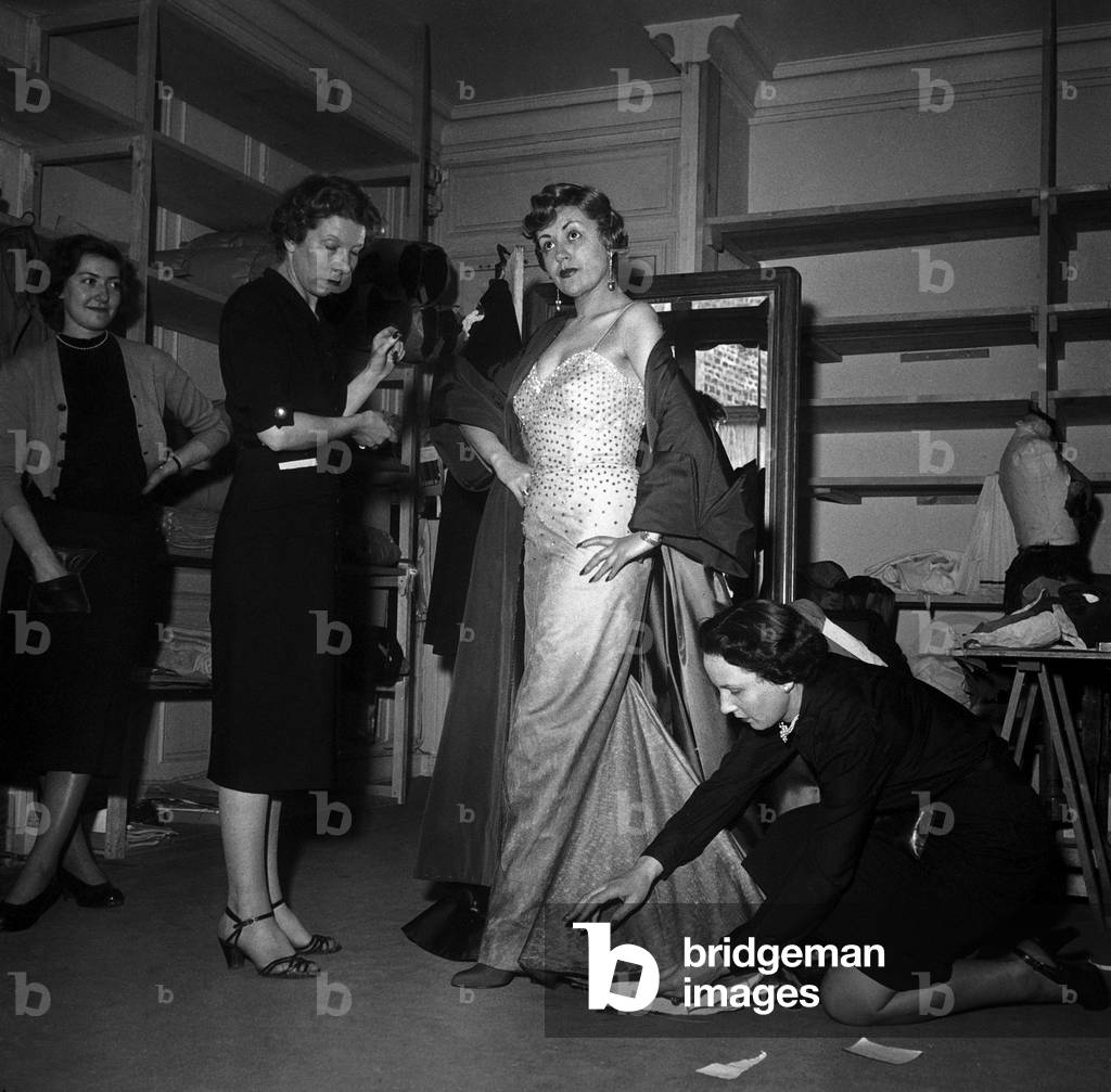 French Actress Suzy Delair and her Dress By Fath, May 25, 1950 For Presentation of Film 