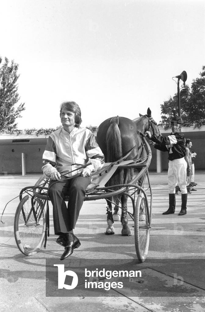 French Singer Claude Francois on The Riviera Doing Some Harness Race July 31, 1971 (b/w photo)