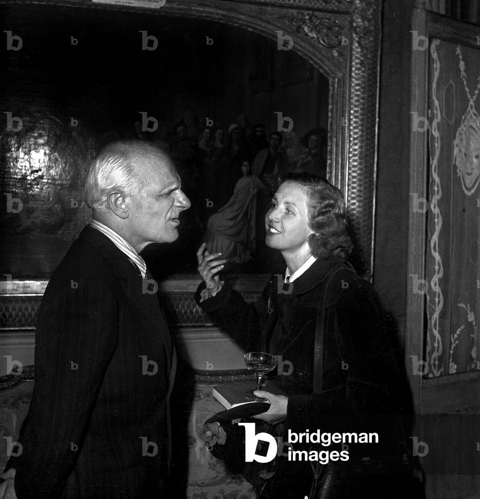 Pamela Steirline And Denis D'Ines At A Reception At La Comedie Francaise September 7, 1946 (b/w photo)