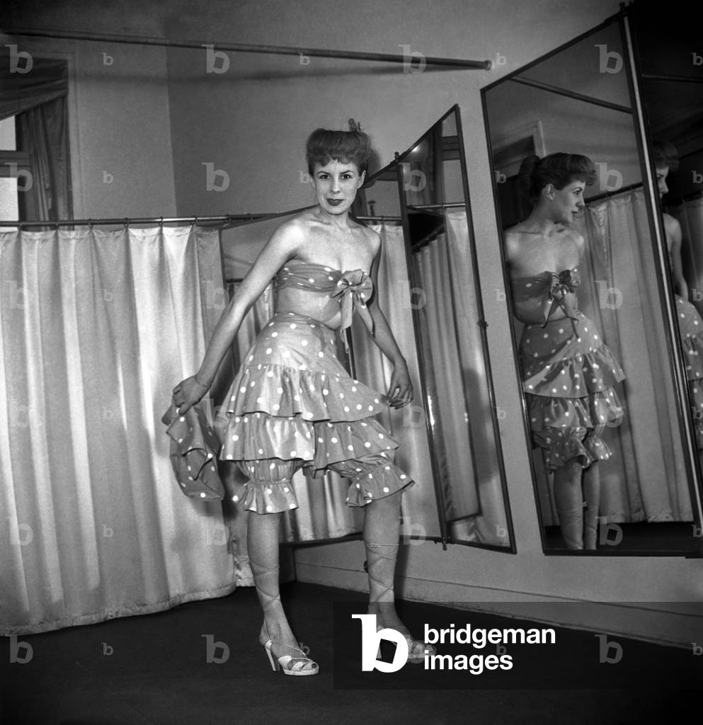 A Bathing Suit Created By Germaine Lecomte, March 5, 1948, Paris (b/w photo)
