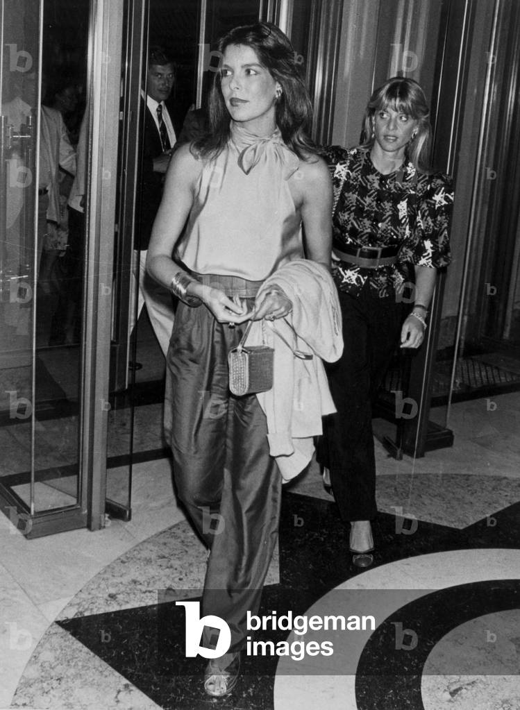 Princess Caroline of Monaco Arriving at Nice Opera House September 27, 1985 (b/w photo)
