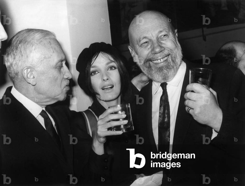 Marie Laforet With Jean Marsac (L) and Leo Campion at Opening of Drugstore 