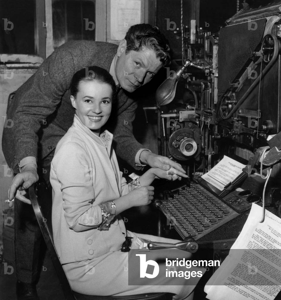 Jeanne Moreau and Alain Cuny on Set of Film The Lovers on June 18, 1958 (b/w photo)