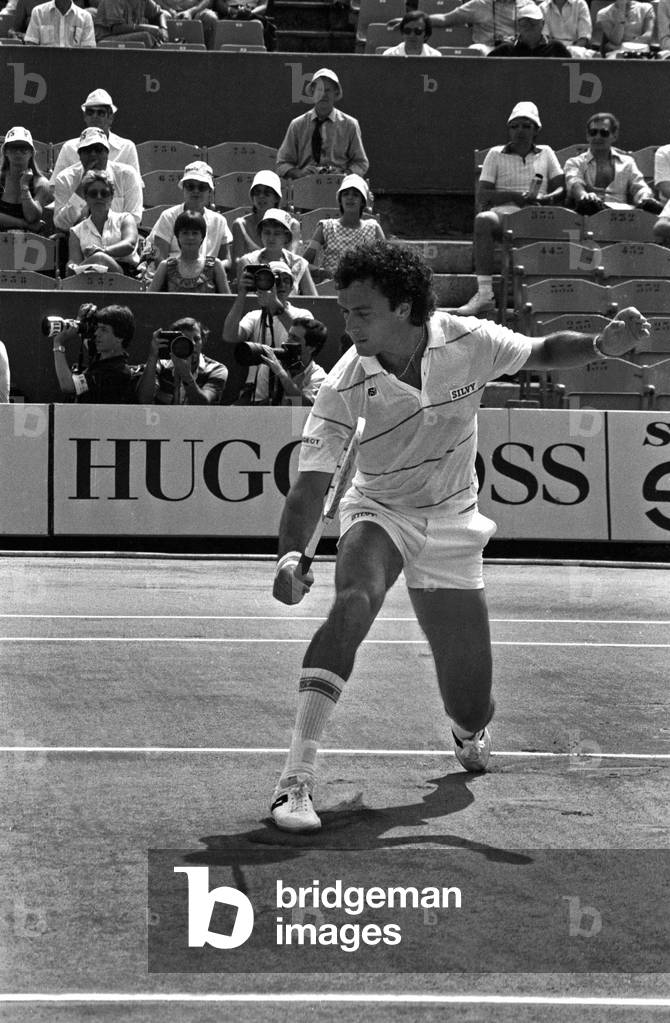 Argentinian Tennisman Jose Luis Clerc, Roland Garros, Paris, June 4, 1982 (b/w photo)