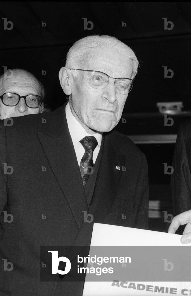 Pianist Vlado Perlemuter Receiving Prize March 10, 1988 (b/w photo)