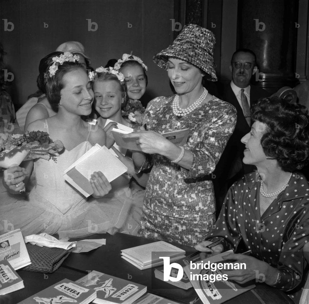 Dancers Yvette Chauvire and Colette Sylva signing their books 