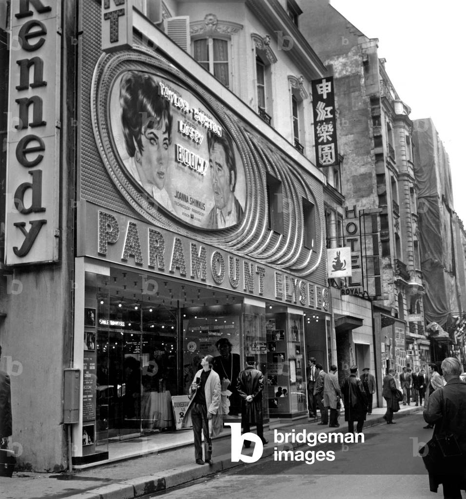 Paramount Elysee Movie Theater in Paris June 20, 1968  (b/w photo)