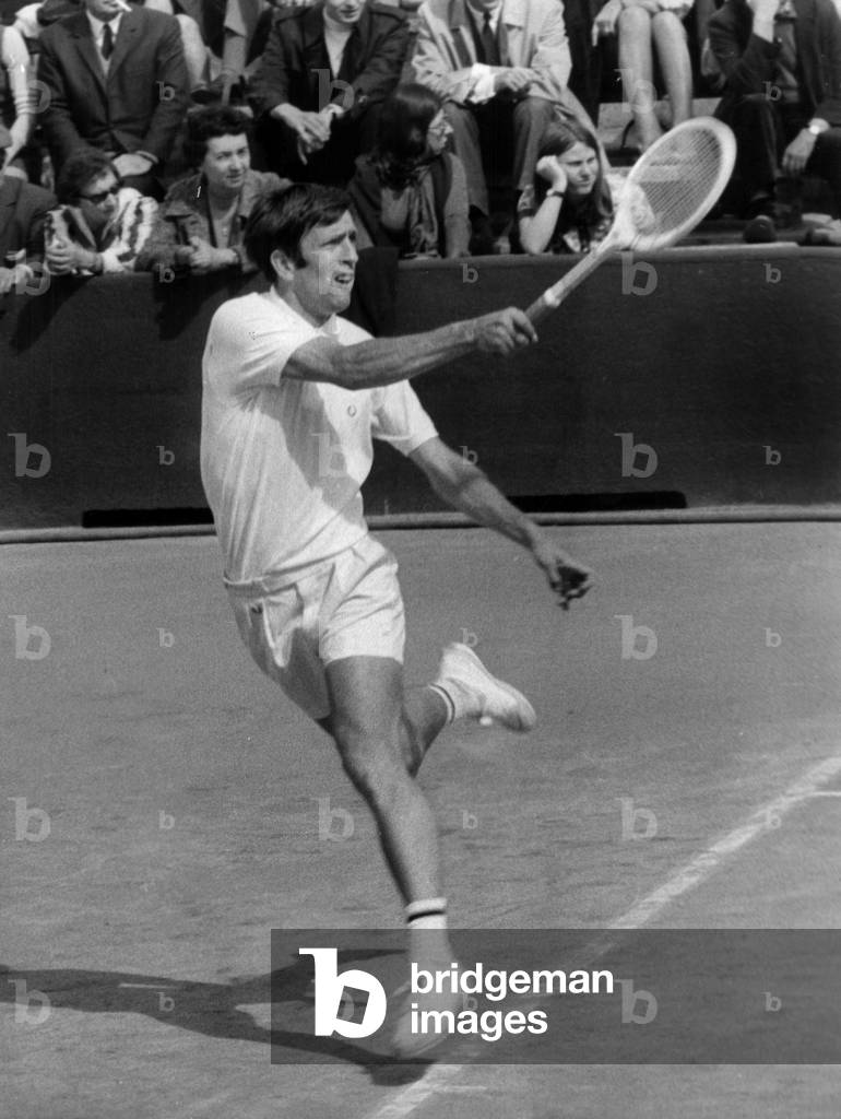 Francois Jauffret In The France Norway Match For First Round Of The Davis Cup Against Nils Martin Elvik May 4, 1967 (b/w photo)