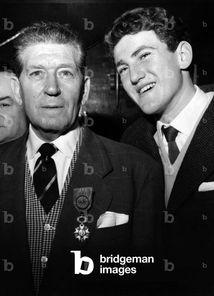 Albert Prejean With his Son Patrick, January 25, 1960 (b/w photo)