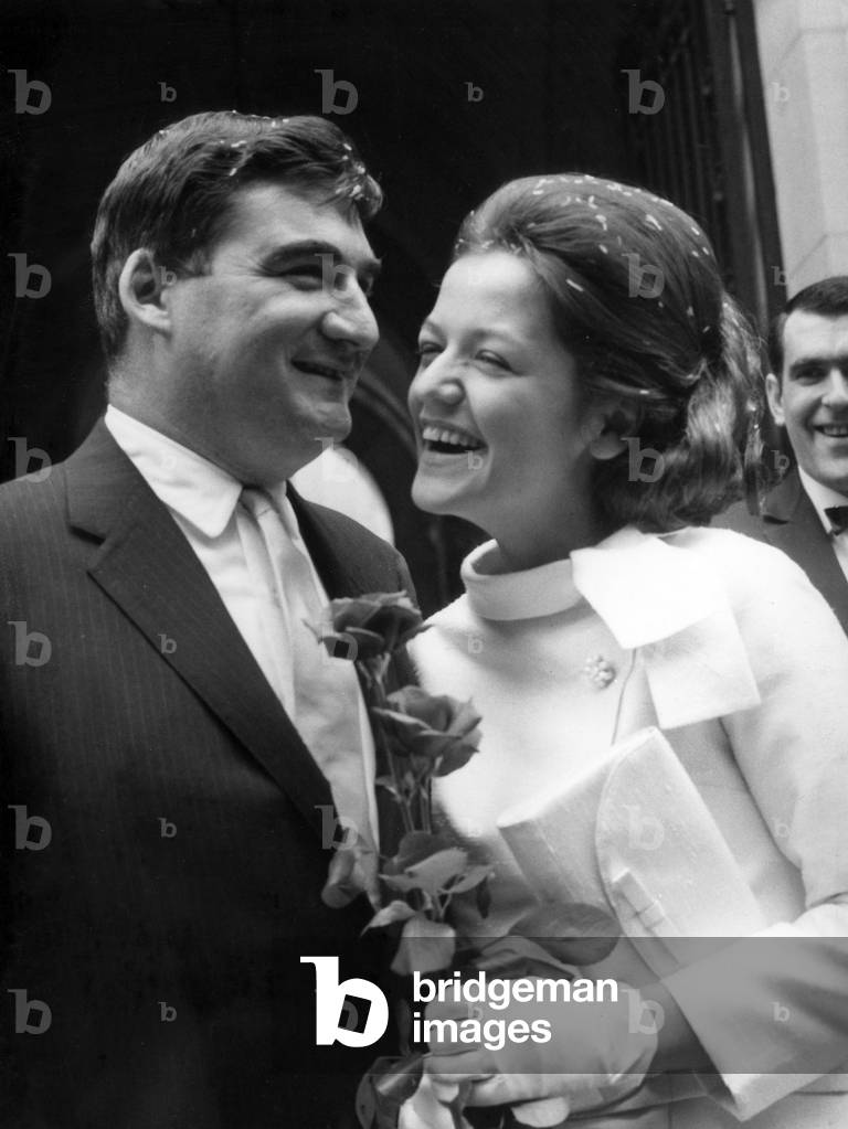 Pierre Salinger (1925-2004) Nearby To The Familiale Circle of The Kennedy and Ancient Spokesman of The President Johnf.Kennedy, He Married A Young French Journalist Nicole Gillamn in Paris, on June 18Th, 1965  (b/w photo)