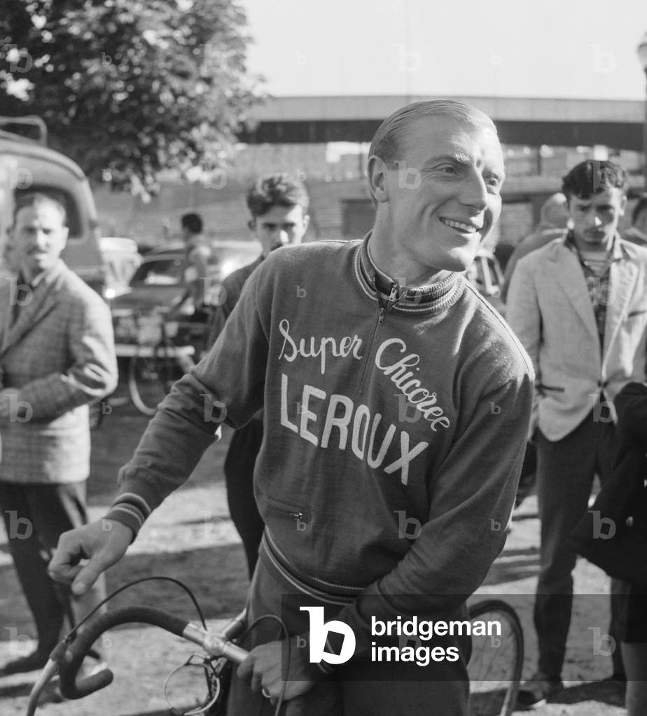 Departure of the cyclist race Paris Tours on October 2, 1960 in Paris : French cyclist Andre Darrigade (b/w photo)