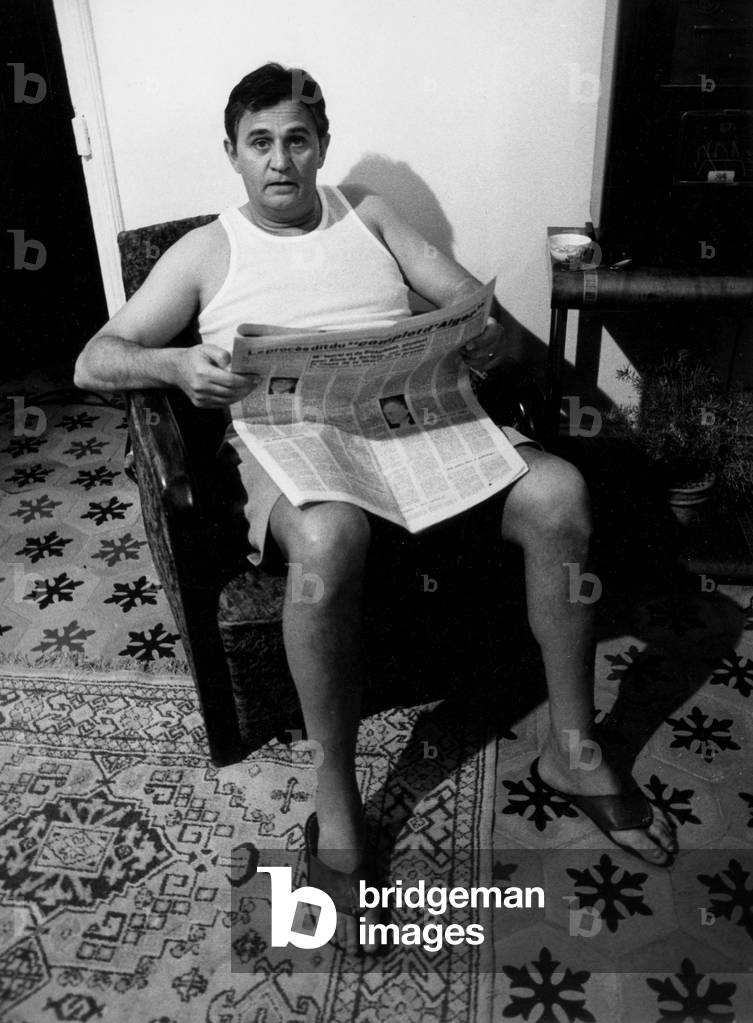 Roger Hanin on Set of Film Le Coup De Sirocco 1978 (b/w photo)