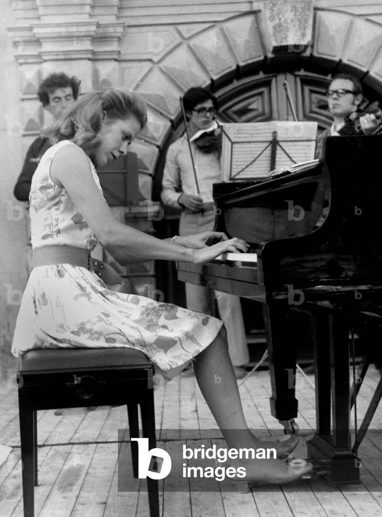 Gersende De Sabran-Ponteves, Fiancee of Prince Jacques-Of-France (Son of The Count-Of-Paris), during Rehearsal For Aix En Provence Music Festival July 17, 1969 (b/w photo)
