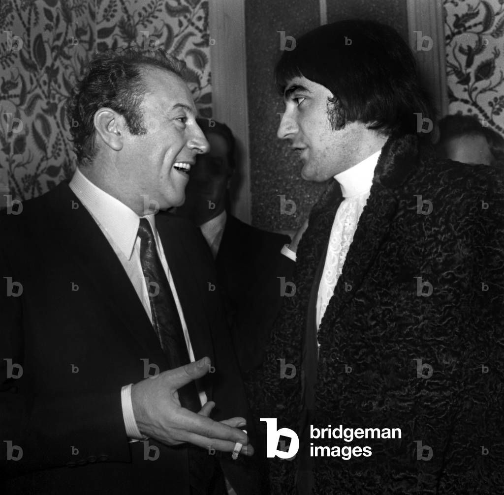 Andre Aubert and Serge Lama, 1970 (b/w photo)