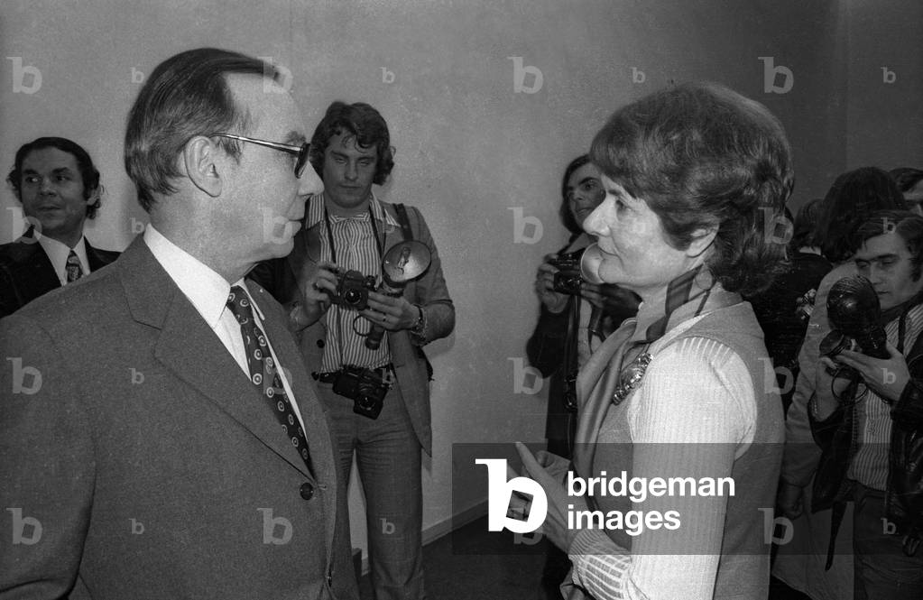 Michel Debre and Jacqueline Baudrier during tv program 