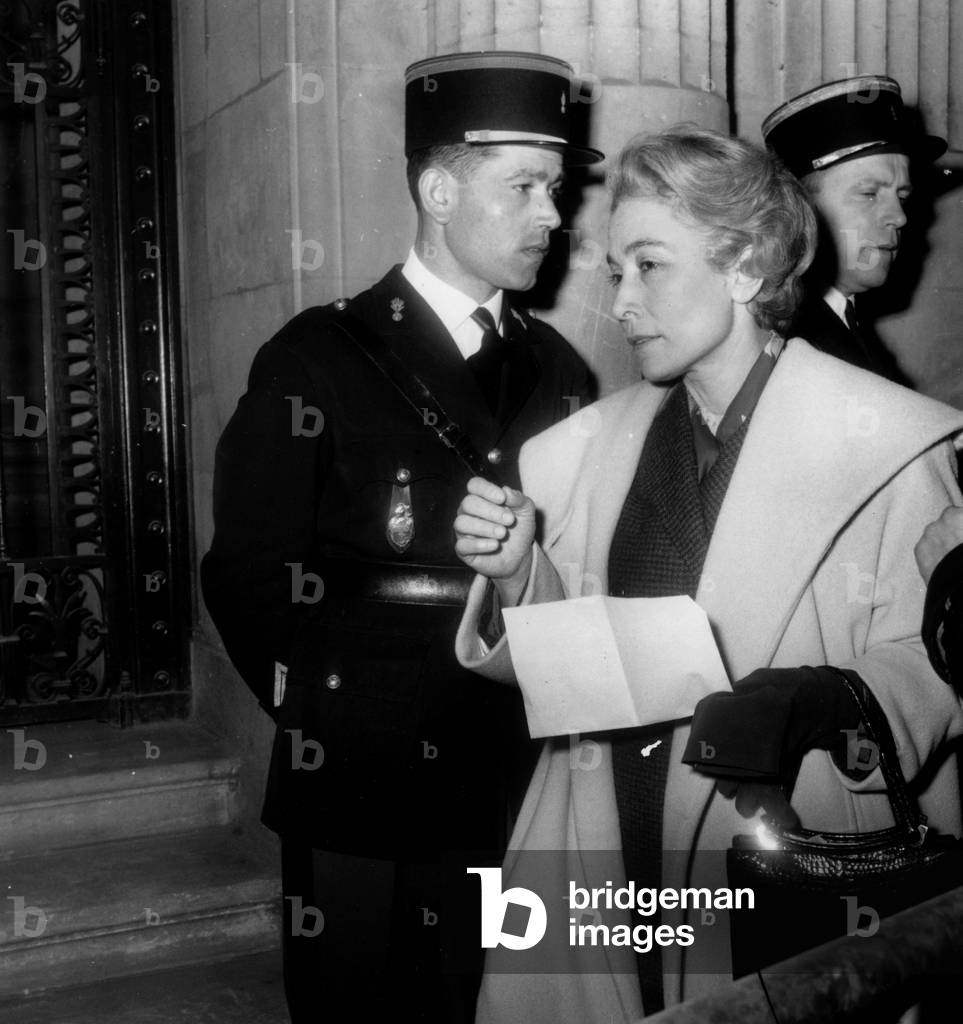 Trial of French General Edmond Jouhaud in Paris on April 13, 1962 : Francine Camus (b/w photo)