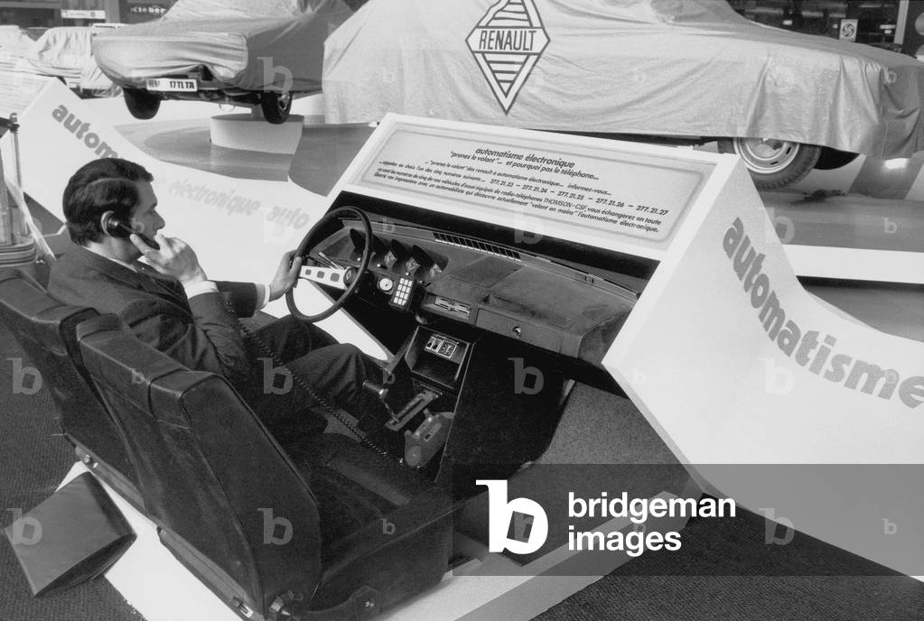 Renault Stand at Paris Motor Show October 04, 1972 (b/w photo)