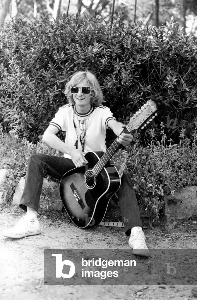 French Singer Michel Polnareff on The Riviera in 1966 (b/w photo)