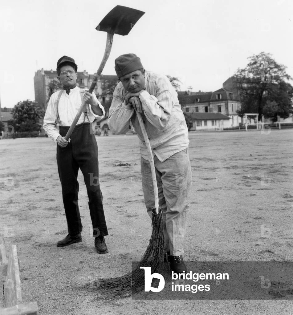 Jean Richard and Darry Cowl on Set of Unfinish Film 