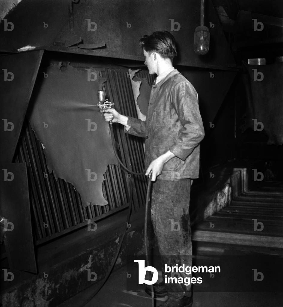 Student at The School of Leather, Paris, April 25, 1947 (b/w photo)