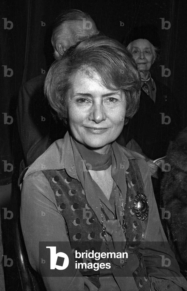 French journalist Jacqueline Baudrier, Radio France CEO, Paris, December 16, 1976 (b/w photo)