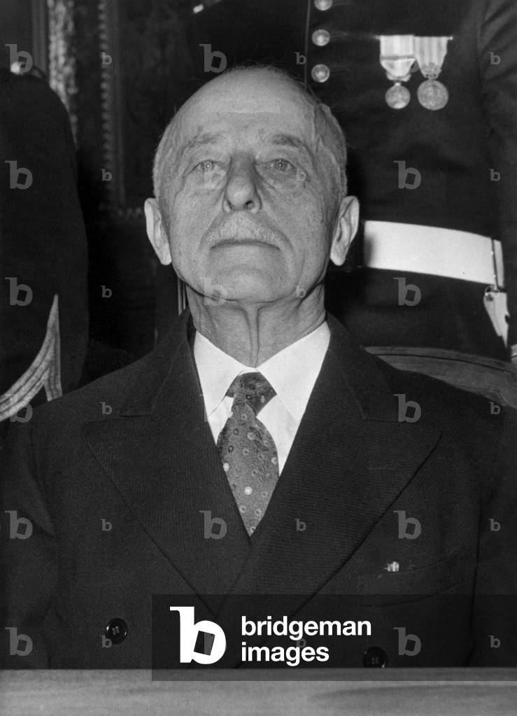 General Nogues at High Court of Justice at the Palais du Luxembourg on 23 October 1956 (b/w photo)