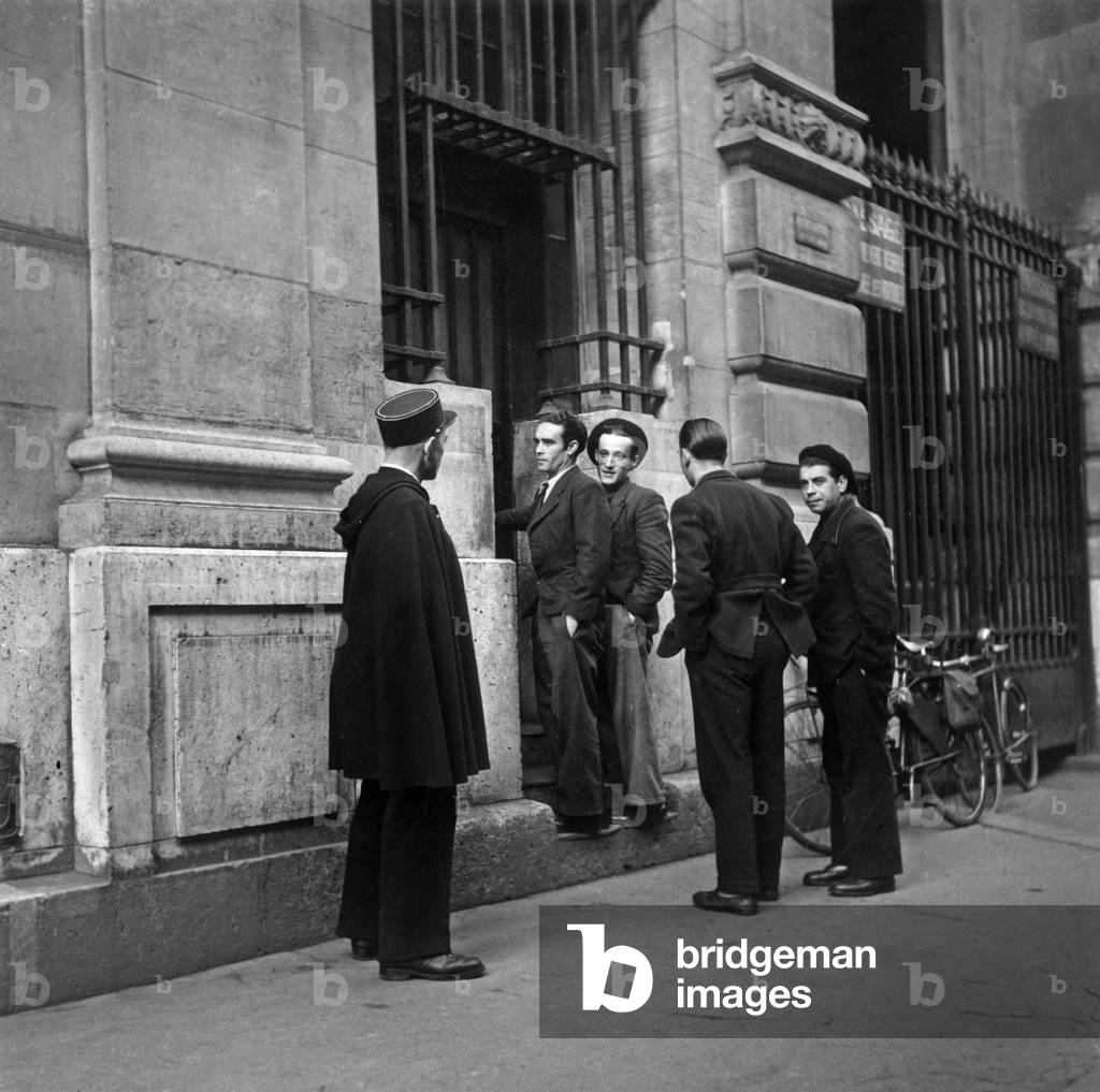 Postal Workers on Strike in 1947 in Paris (b/w photo)