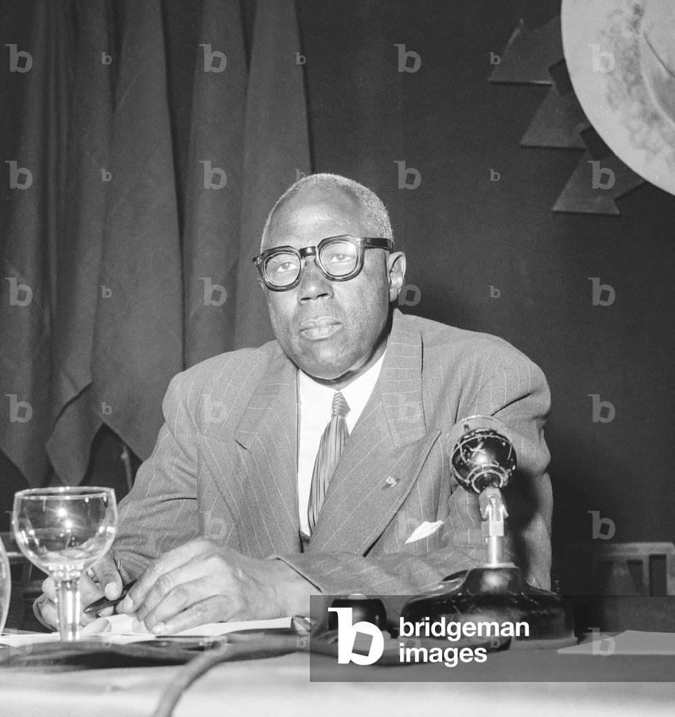 Socialist meeting, Paris, July 4, 1951 : Amadou Lamine-Gueye (b/w photo)