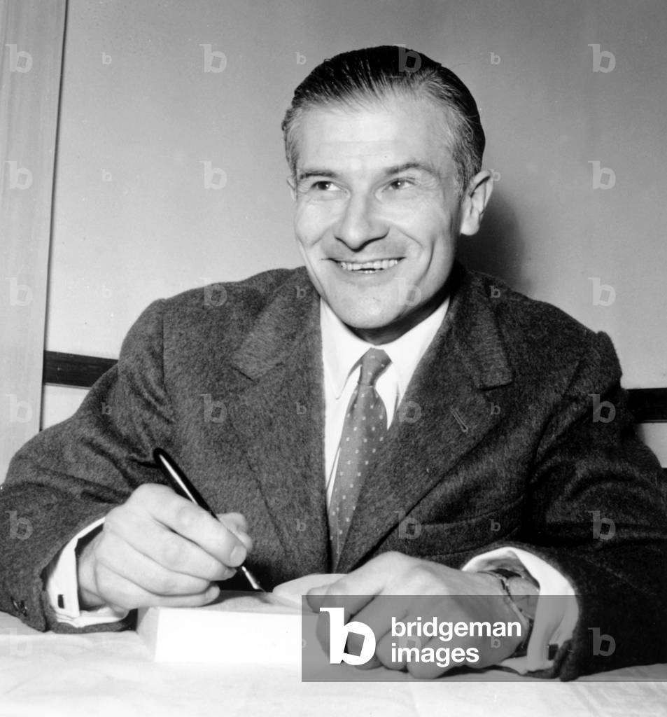Writer Felicien Marceau Received Literary Prize December 12, 1955 (b/w photo)