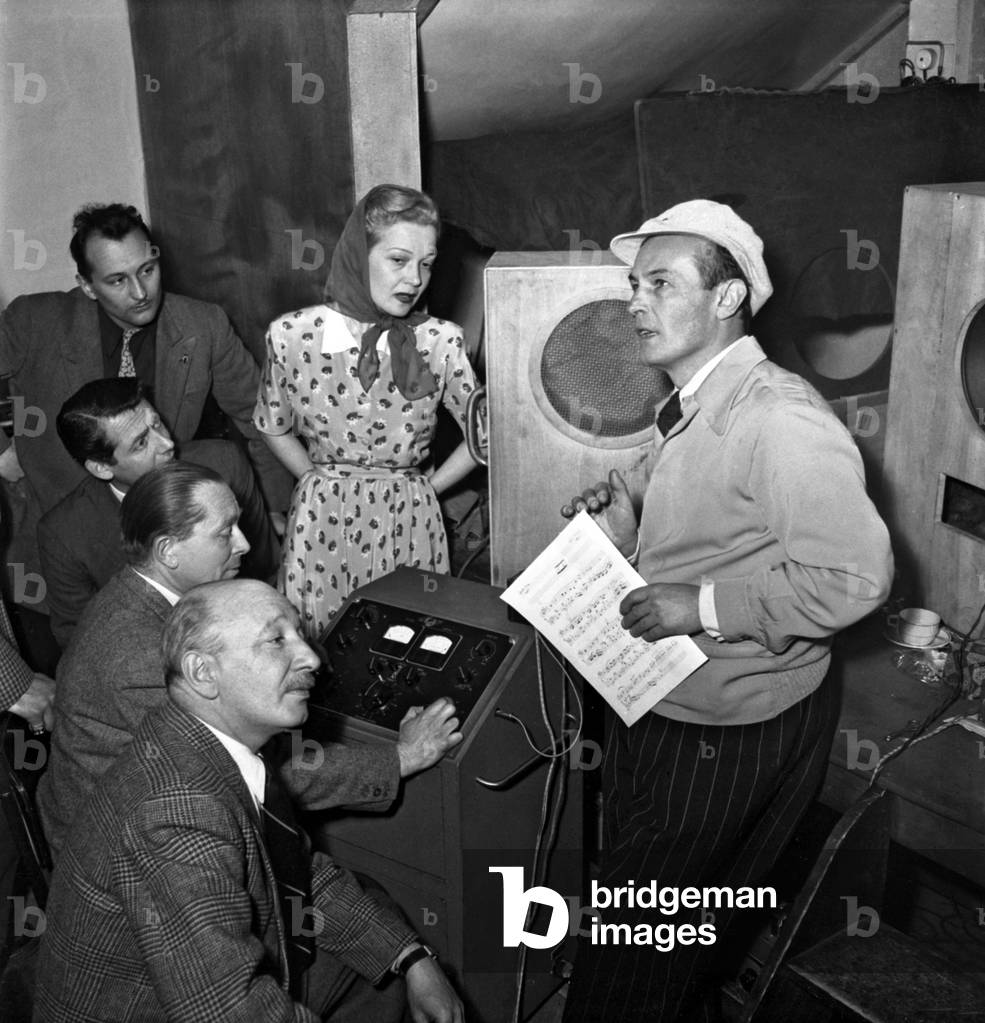 Hungarian Soprano Martha Eggerth and her Husband Polish Tenor Jan Kiepura, Paris, March 24, 1949 during Recording of The Playback of Film 