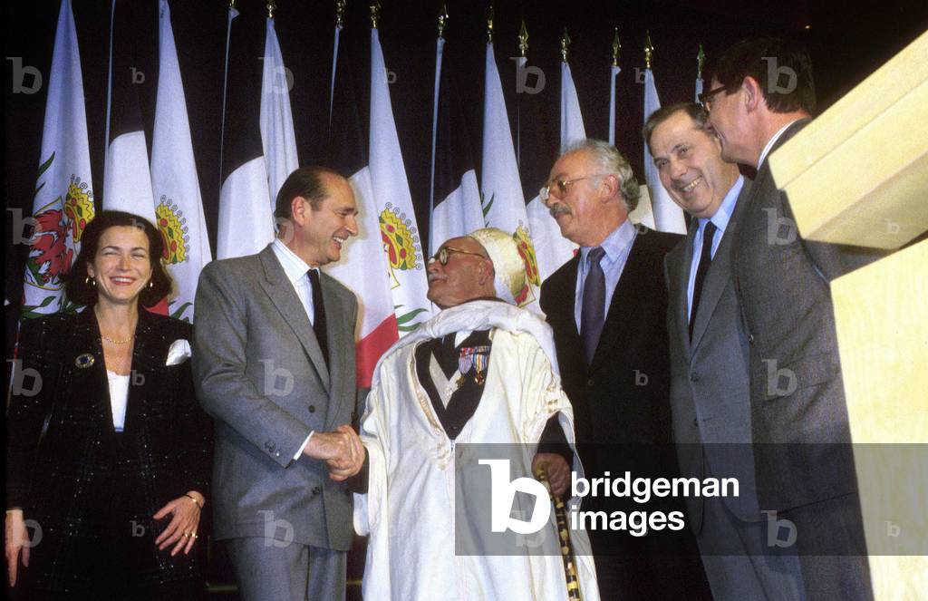 Jacques Chirac French Prime Minister and Leader of Right Wing Political Party Rpr during Trip To Nice South of France March 1, 1988 With Michele Barzach (Minister of Health) Jacques Medecin (Mayor of Nice) and Charles Pasqua (Minister of Interior) (photo)
