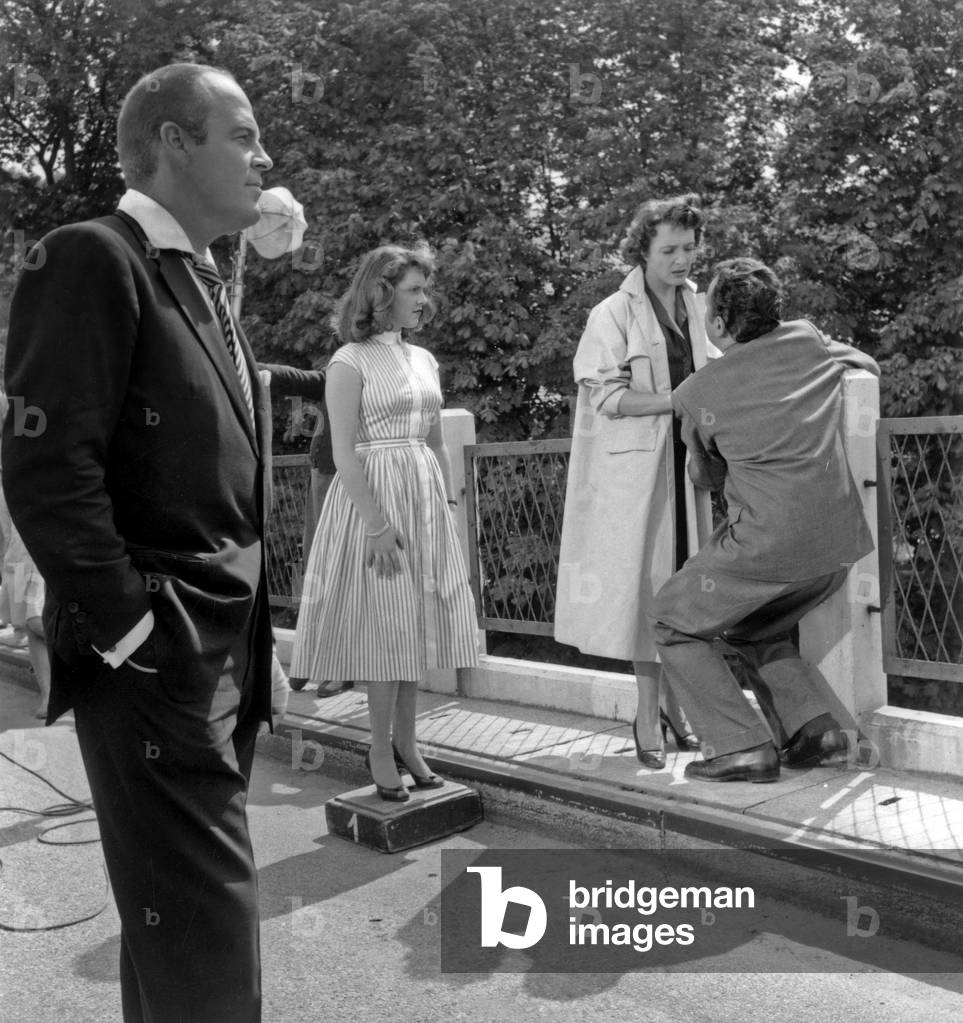 Micheline Presle, Bill Marshal, Raymond Pellegrin on Set of Film 
