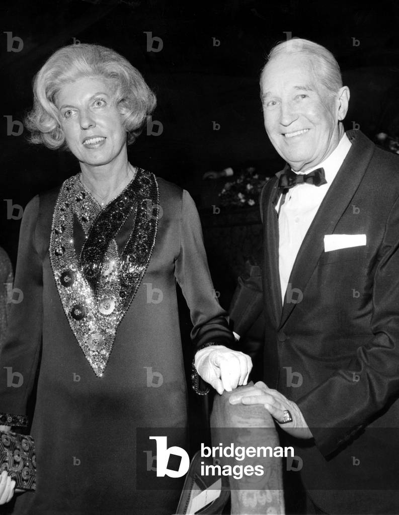 Claude Pompidou and Maurice Chevalier in 1970 (b/w photo)