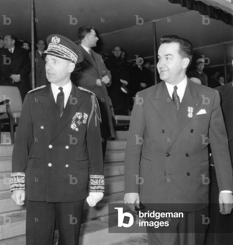 Maurice Papon, Prefect of Police of Paris, here With Mr Verder April 14, 1960 (b/w photo)