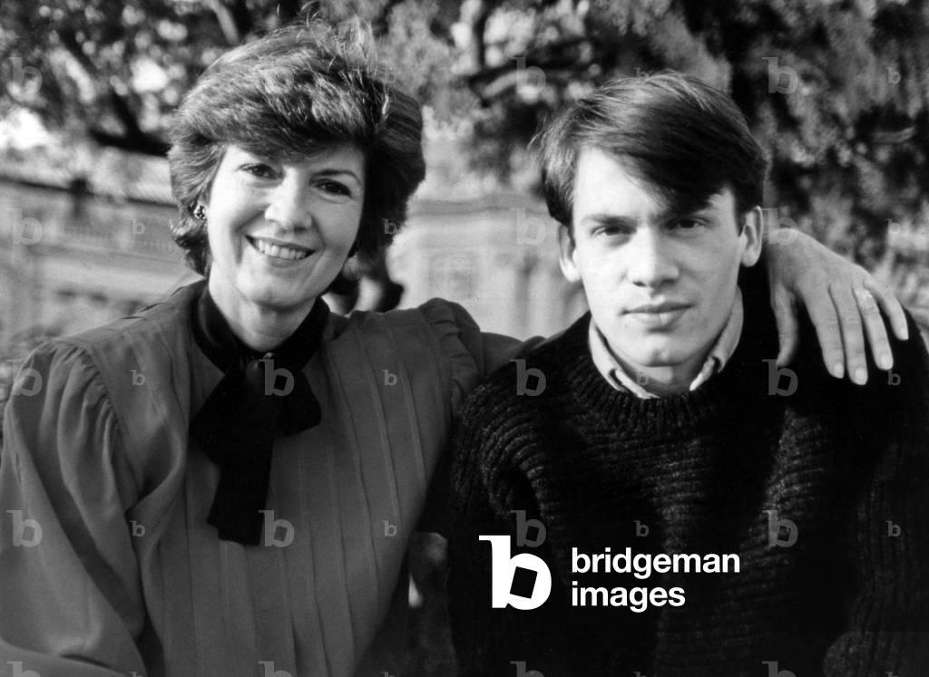 Martine Sarcey and Florent Pagny in Monte Carlo, For The Tv Festival, February 13, 1984 (b/w photo)
