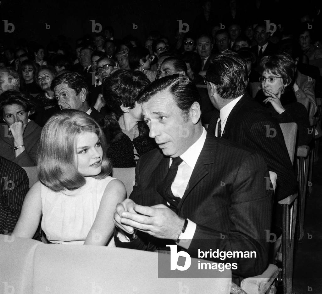 Catherine Allegret, Yves Montand at premiere of film 
