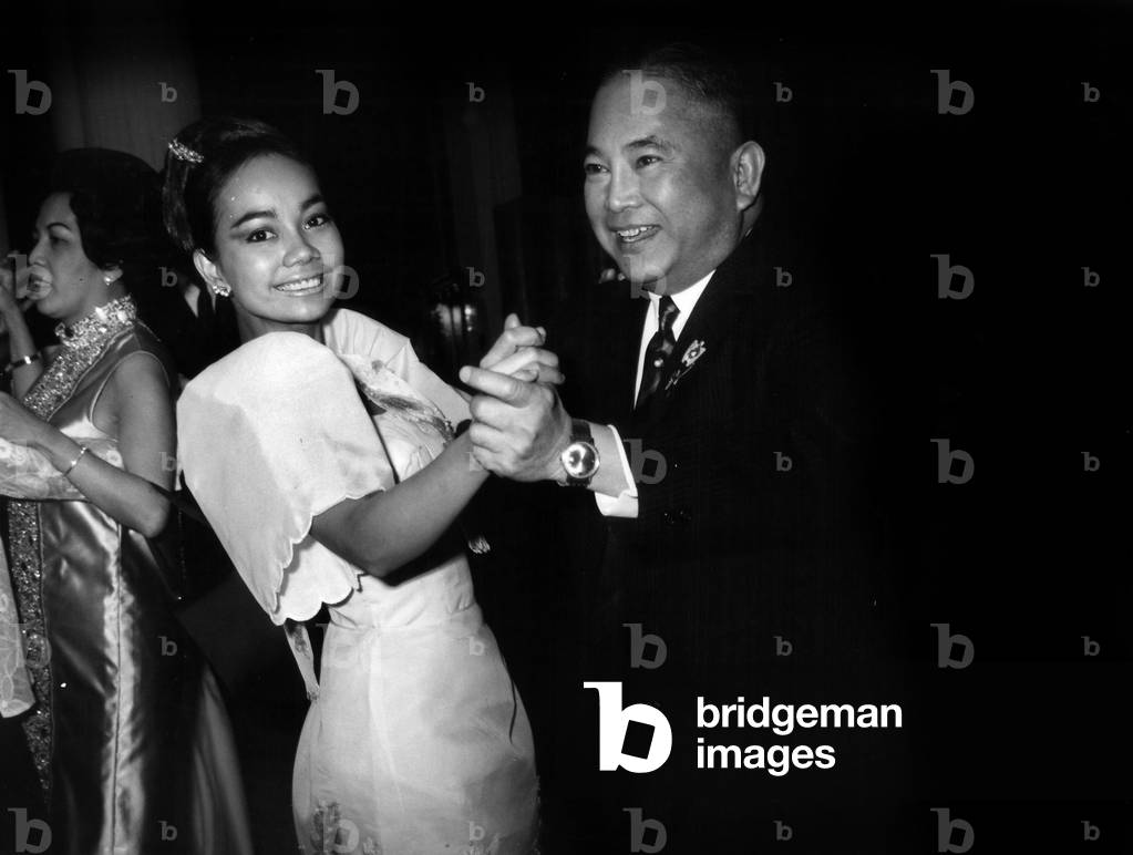 Mr. Jose Alejandrino (Philippine Ambassador Dancing With One Of The Ballet Stars “Bayanihan” At A Reception In Honour Of The Philippine National Ballet Offered To Unesco On 13 December 1967 (b/w photo)