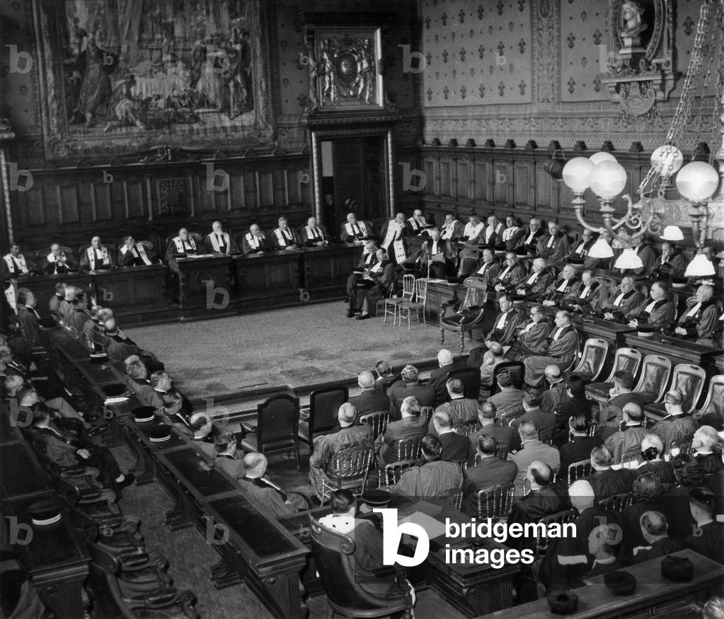 General View Of The Hall Of The First Court Of Appeal To Be Judges The Former Generals Challe And Zeller May 27, 1961 (b/w photo)