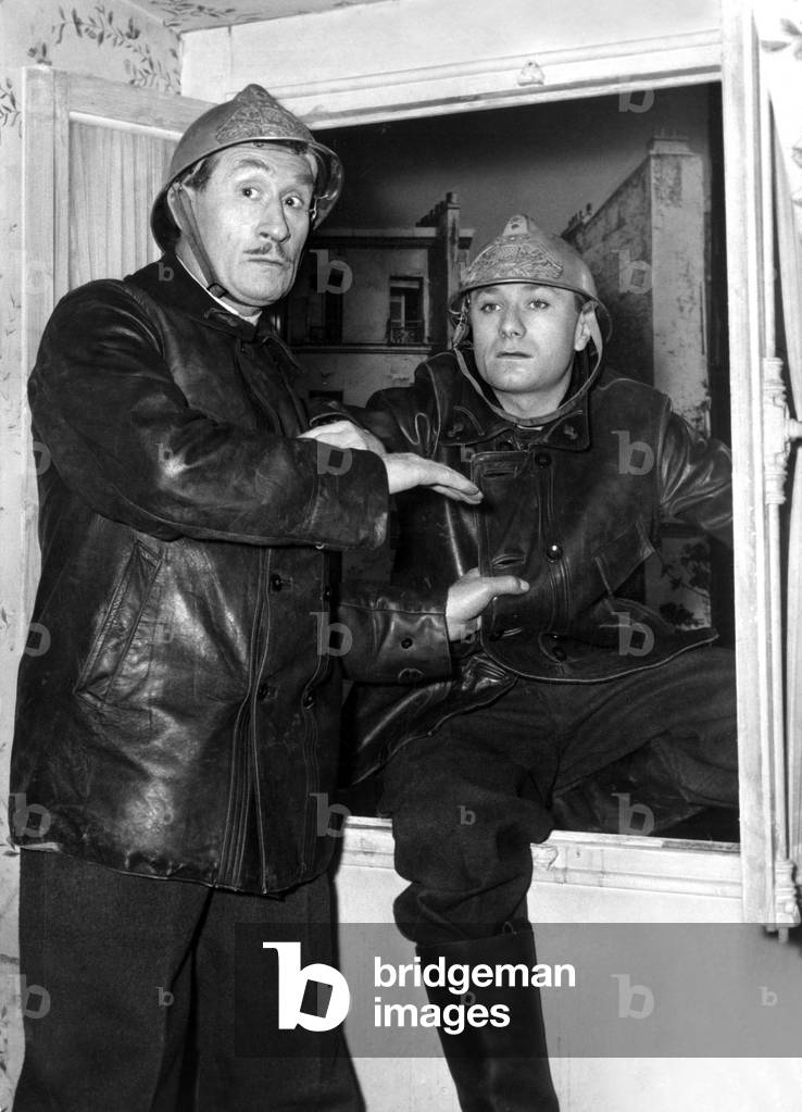 Noel Rocquevert and Fernand Raynaud on Set of Film 