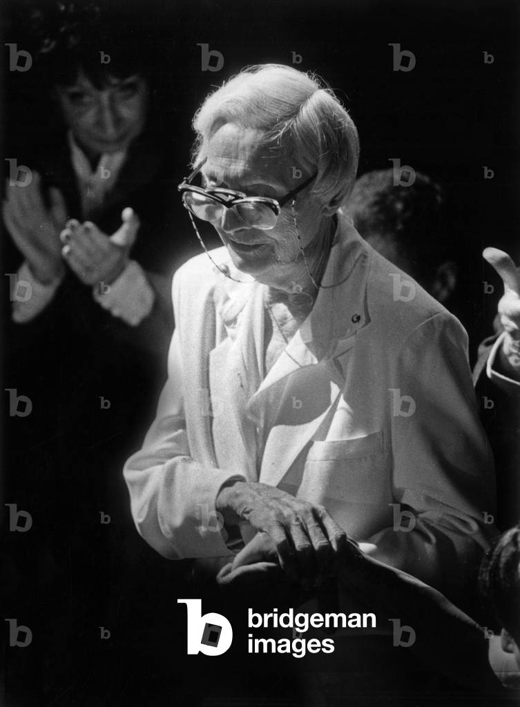 French Actress Arletty at Paradis Latin in Paris For Awarding of Arletty Prize October 29, 1990 (b/w photo)