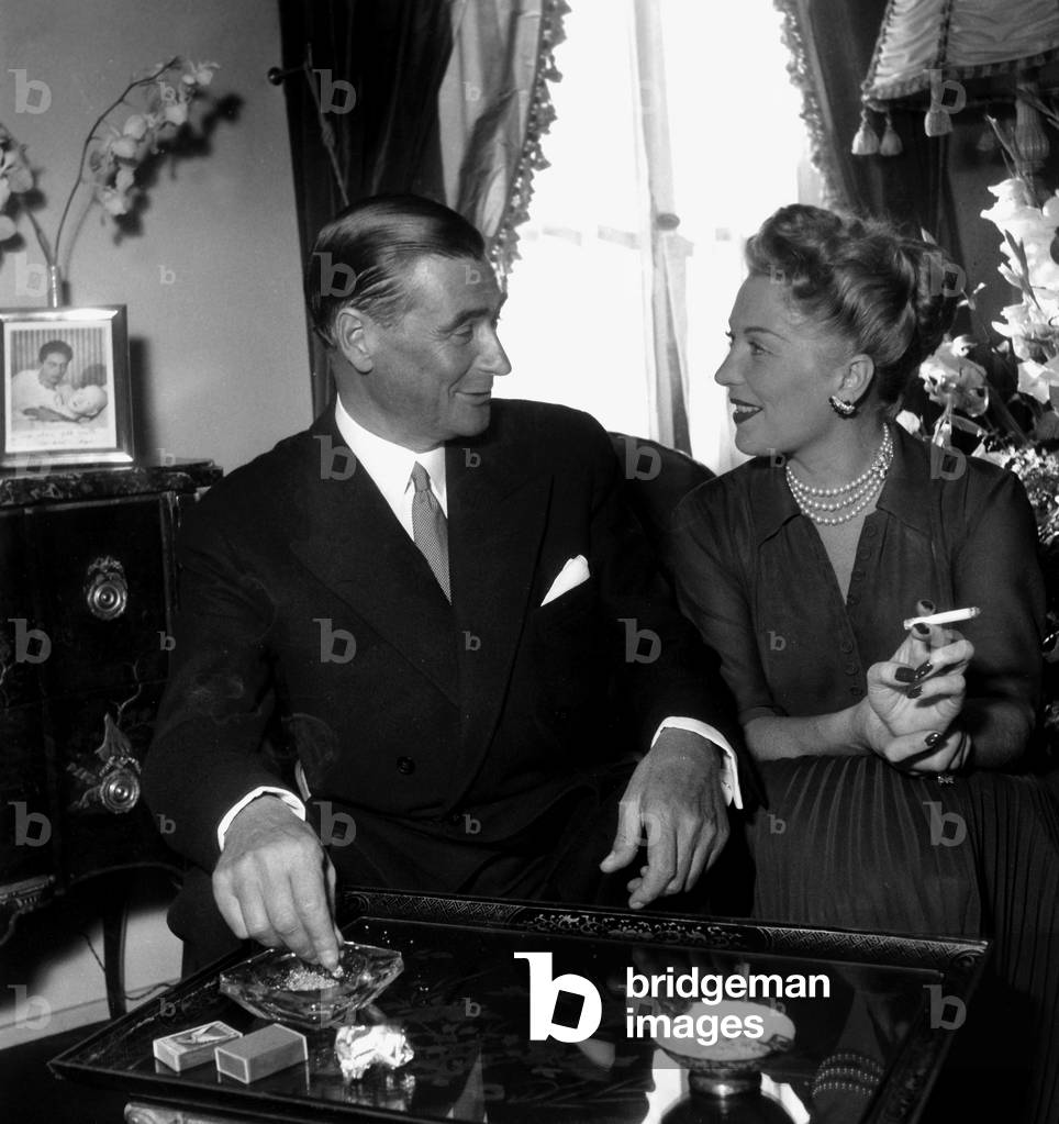 Wedding of Josette Day and Maurice Solvay September 22, 1950 (b/w photo)