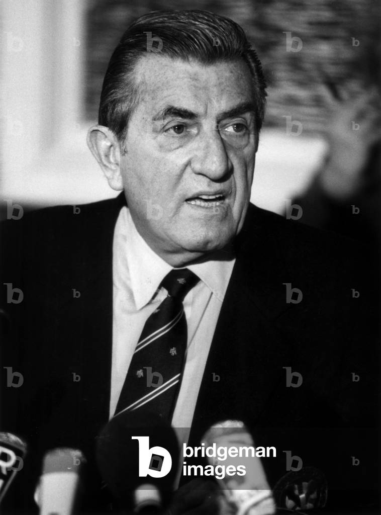 Mr Jean Marie Balestre (1921 2008) President of the F.I.S.A (International Motor Sport Federation) Here During His Press Conference On The Problem Of Cancellation Of Monte Carlo Rally And Monaco Grand Prix At The Minister Of Youth And Sports On November 20, 1984 (b/w photo)