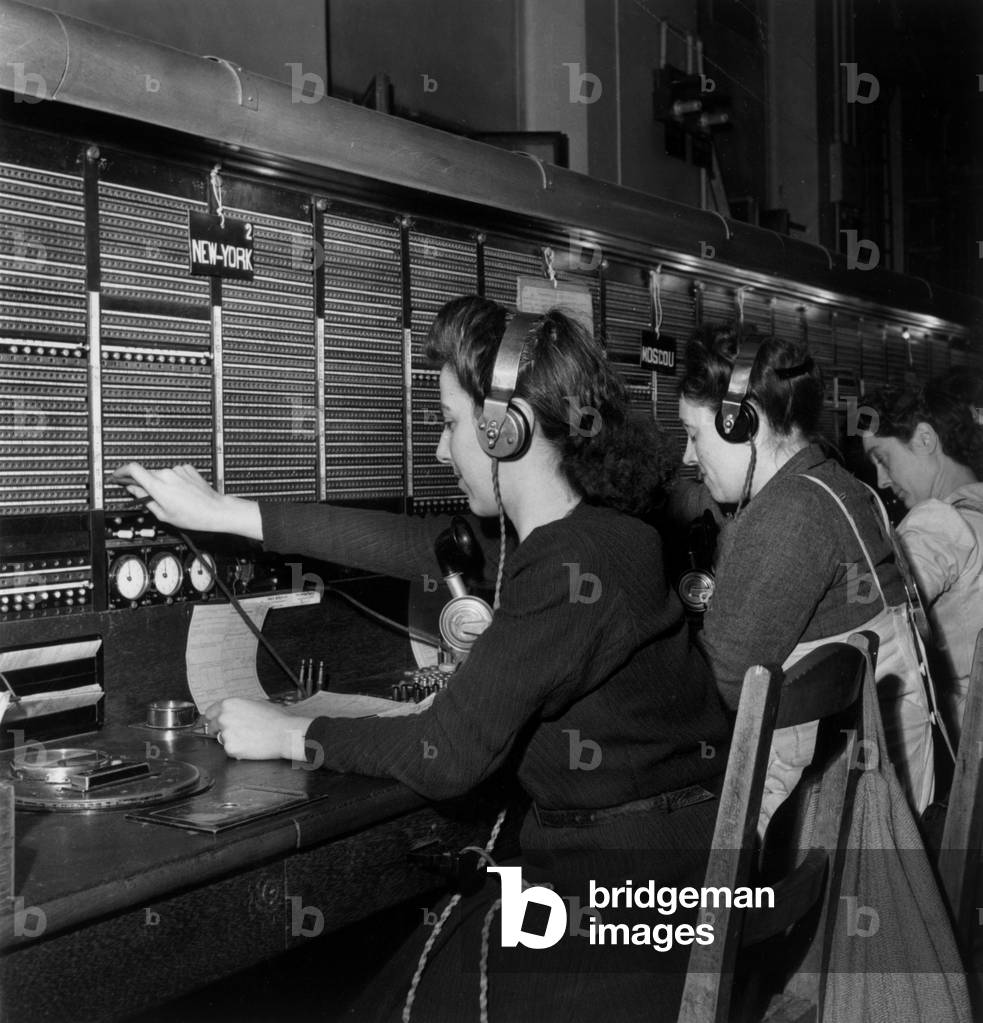 Telephone Exchange in Paris, February 1946 (b/w photo)