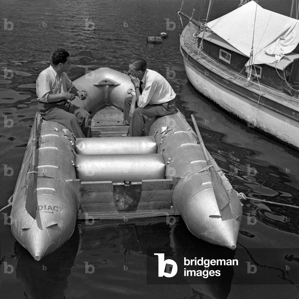 Alain Bombard and Jack Palmer on board of  