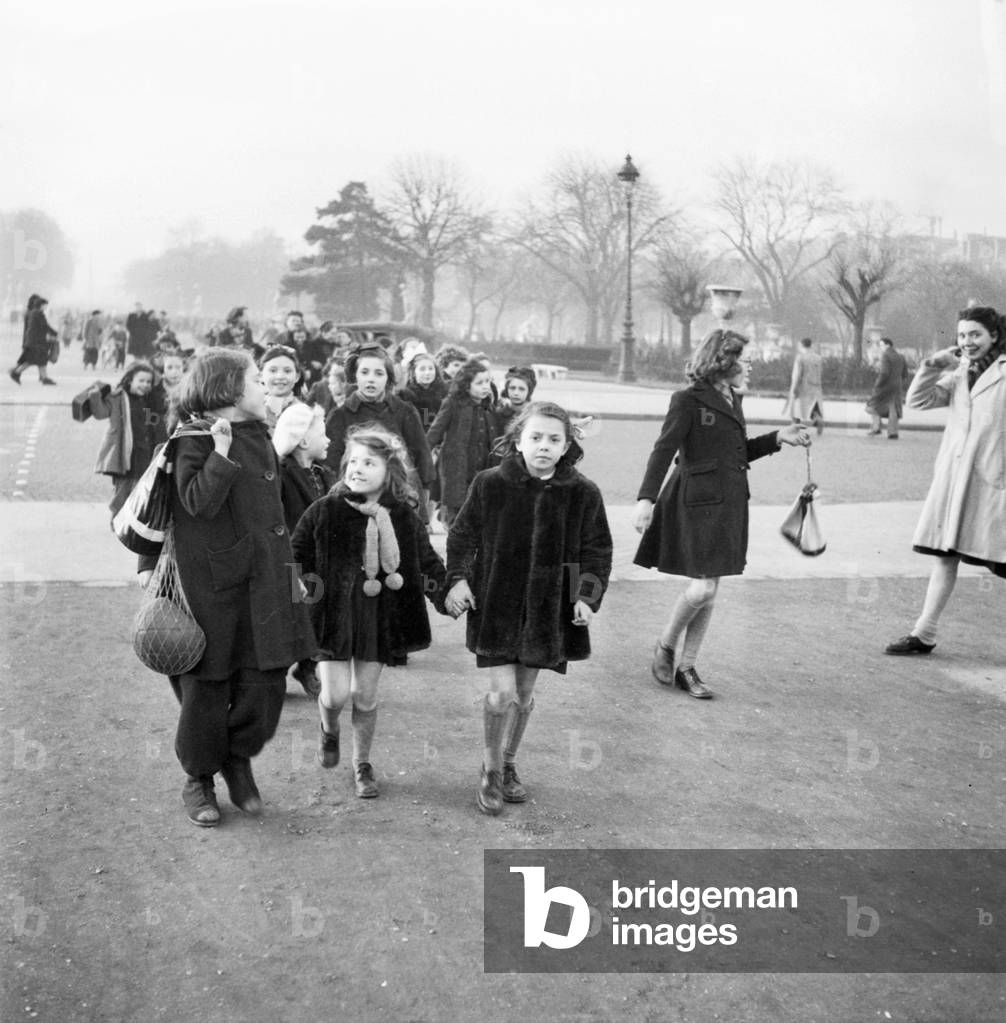 The Spring in Paris, 1949 : Children Playing in The Tuileries Garden (b/w photo)